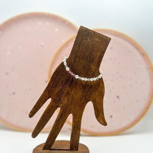 Pearl and Crystal Bracelet with Sterling Silver Cross Charm and Clasp